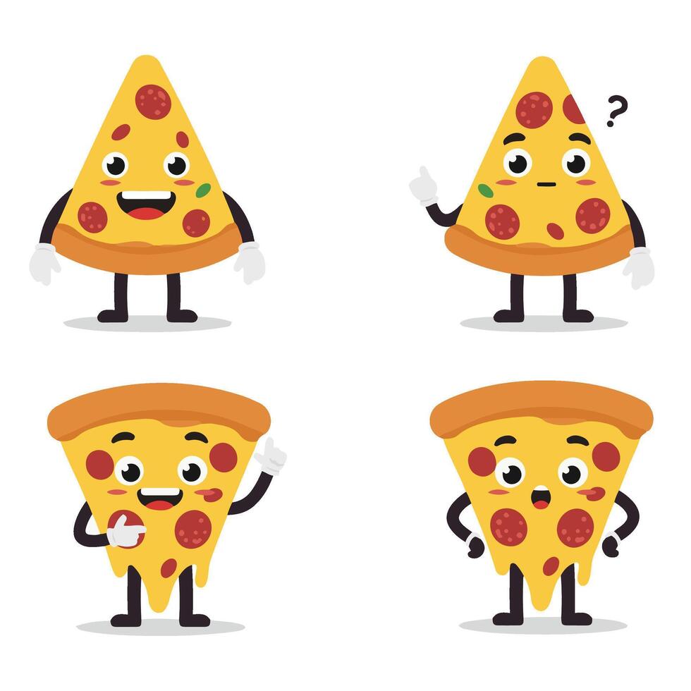 Funny Pizza Character Set with Various Expressions vector