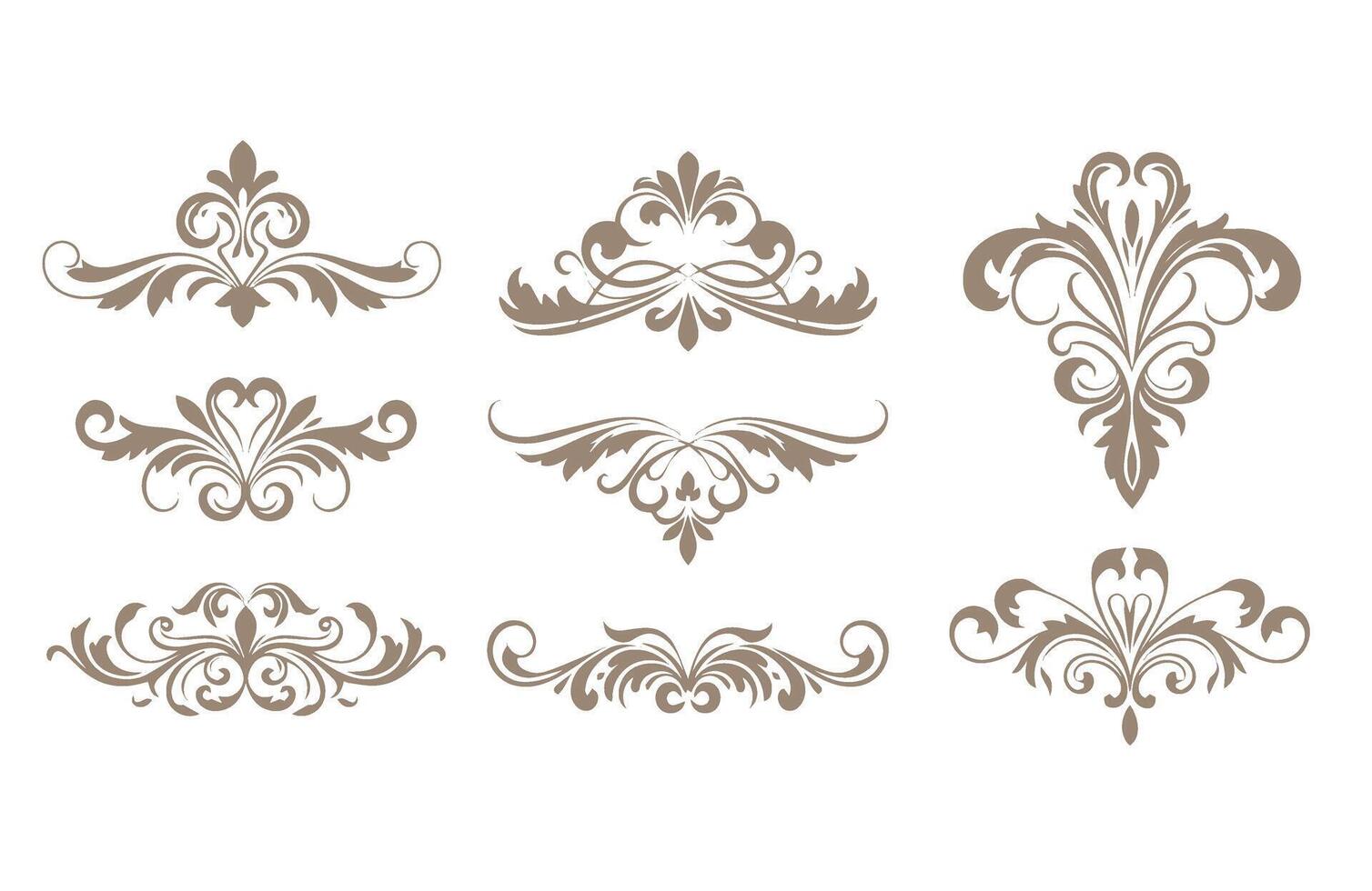 Elegant Ornamental Lines and Fancy Floral Elements Border Collection vector