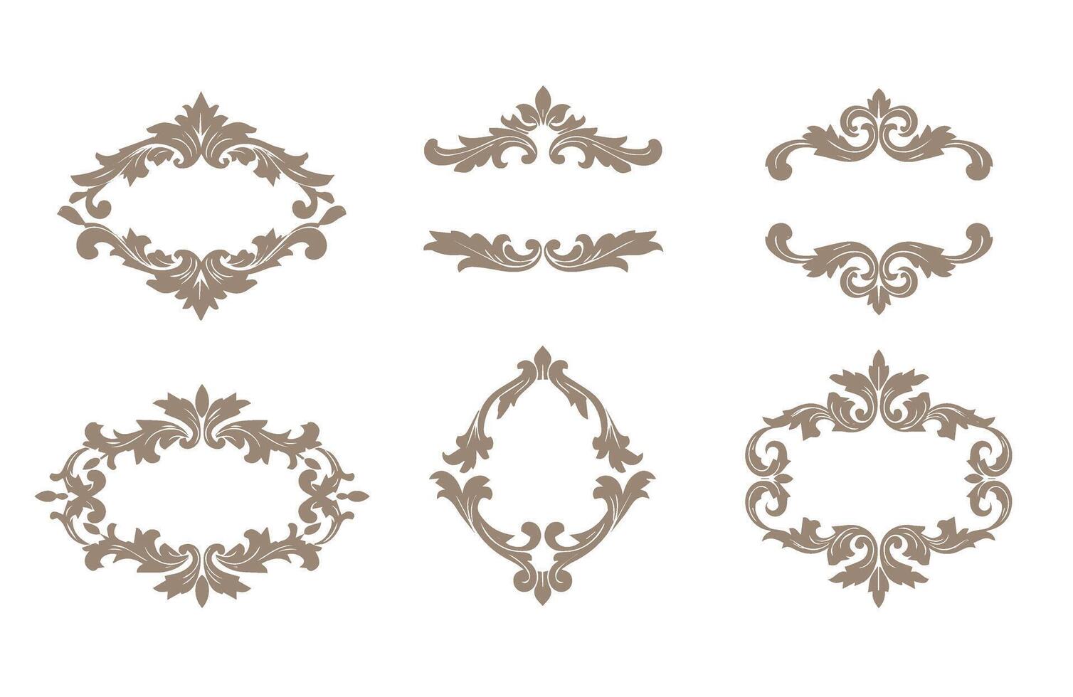 Fancy Floral Elements and Elegant Ornamental Lines Baroque Design vector