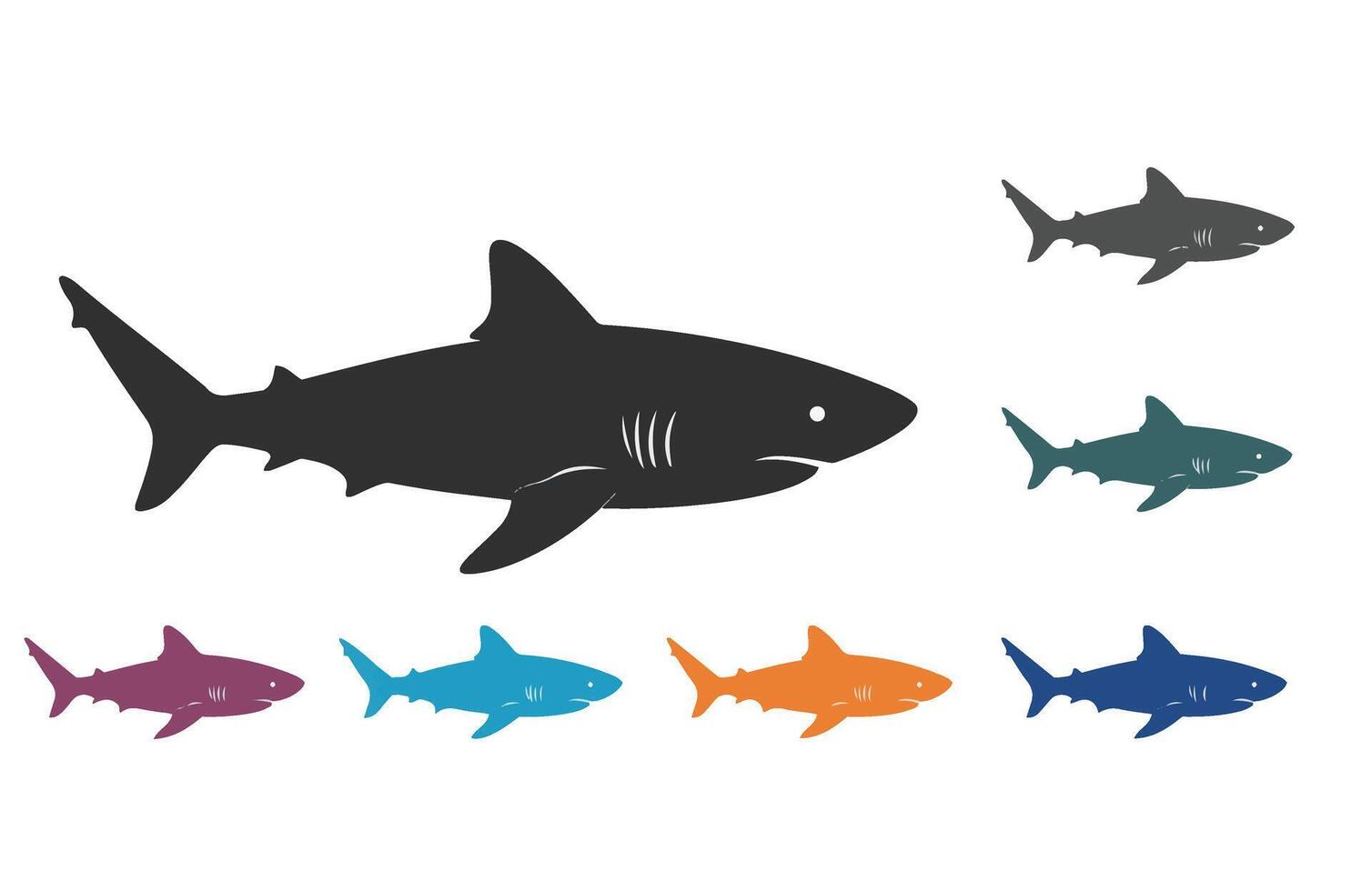 Shark Cartoon Bold Blue Shark Character Artistic Design vector