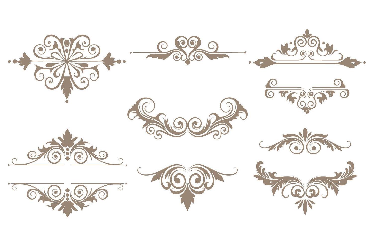 Ornamental Lines and Fancy Floral Elements Victorian Swirls Set vector