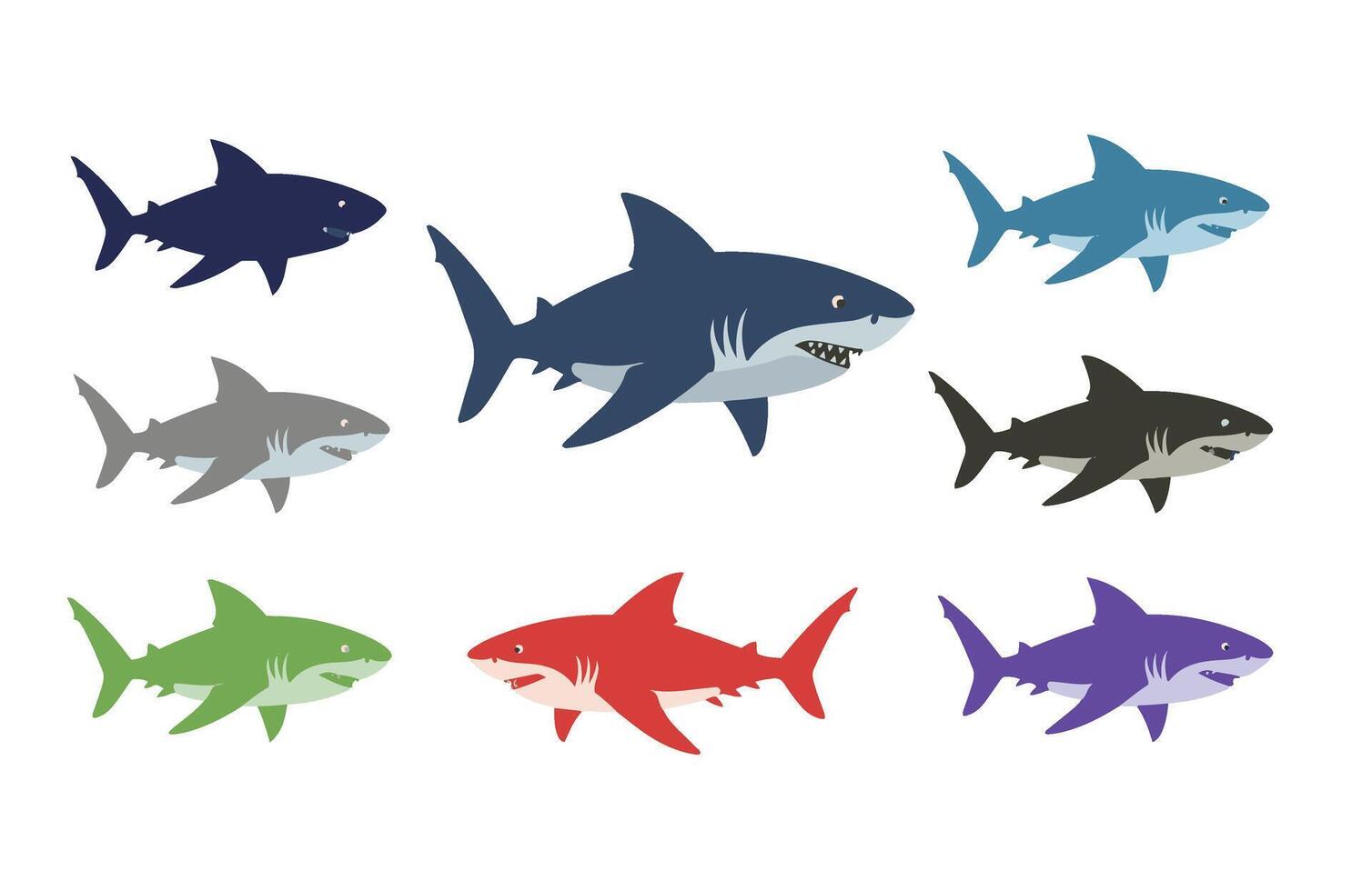 Shark Cartoon Cool Digital Doodle Fun Sea Animal Art vector