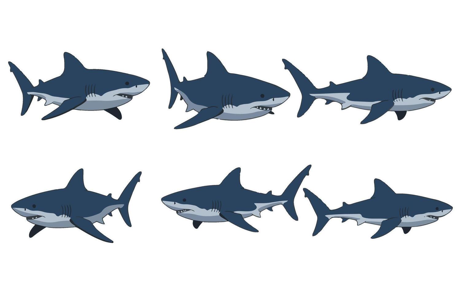 Shark Cartoon Cool Hand-Drawn Shark Expression Sketch vector