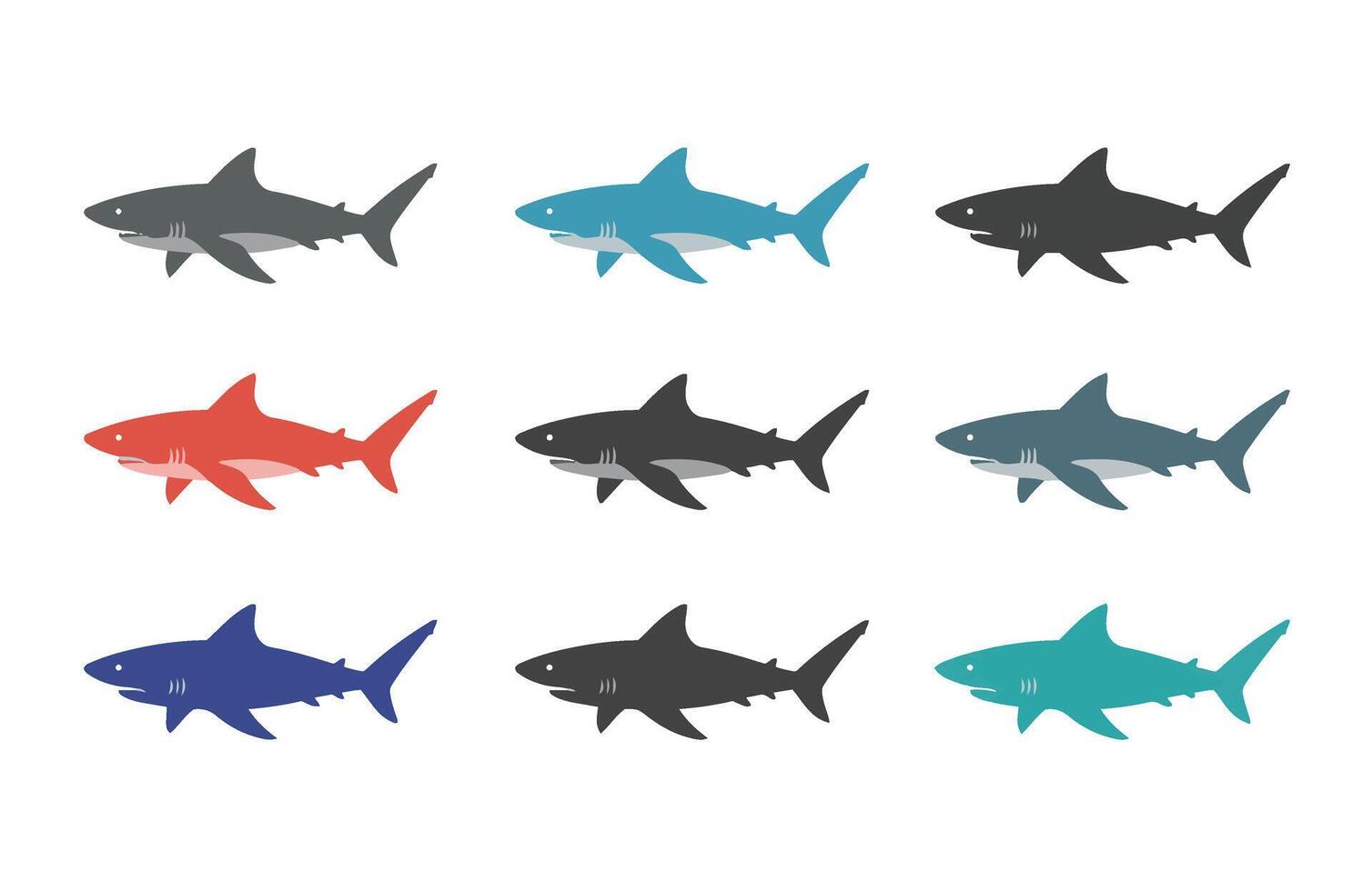Shark Cartoon Great White Playful Ocean Art Collection vector