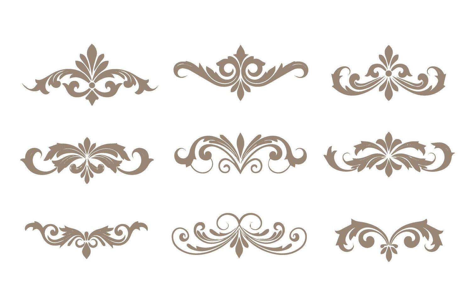 Decorative Flourishes with Elegant Ornamental Lines Swirl Patterns Set vector