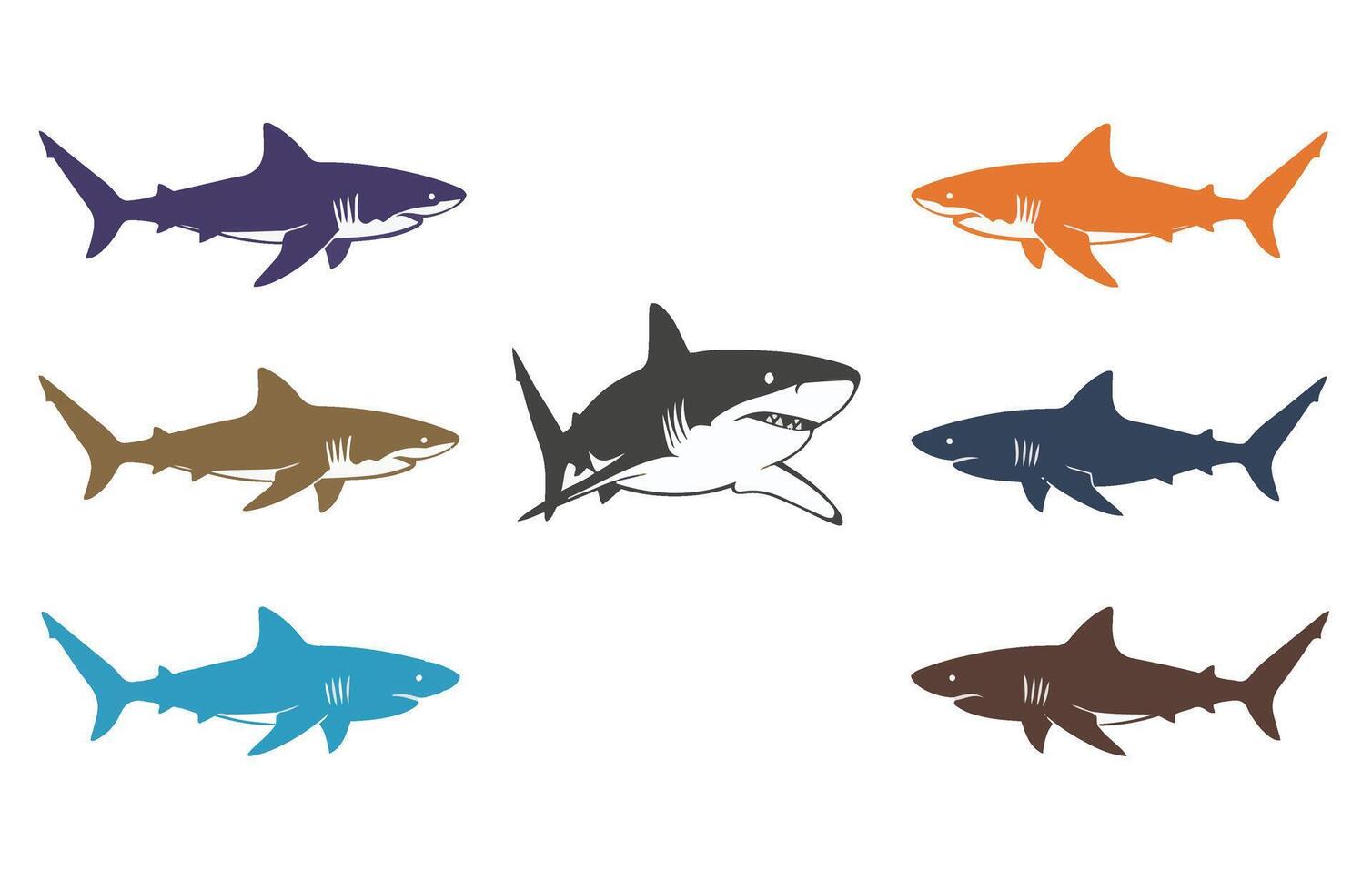 Shark Cartoon Playful Ocean Animal Doodle Hand-Drawn vector