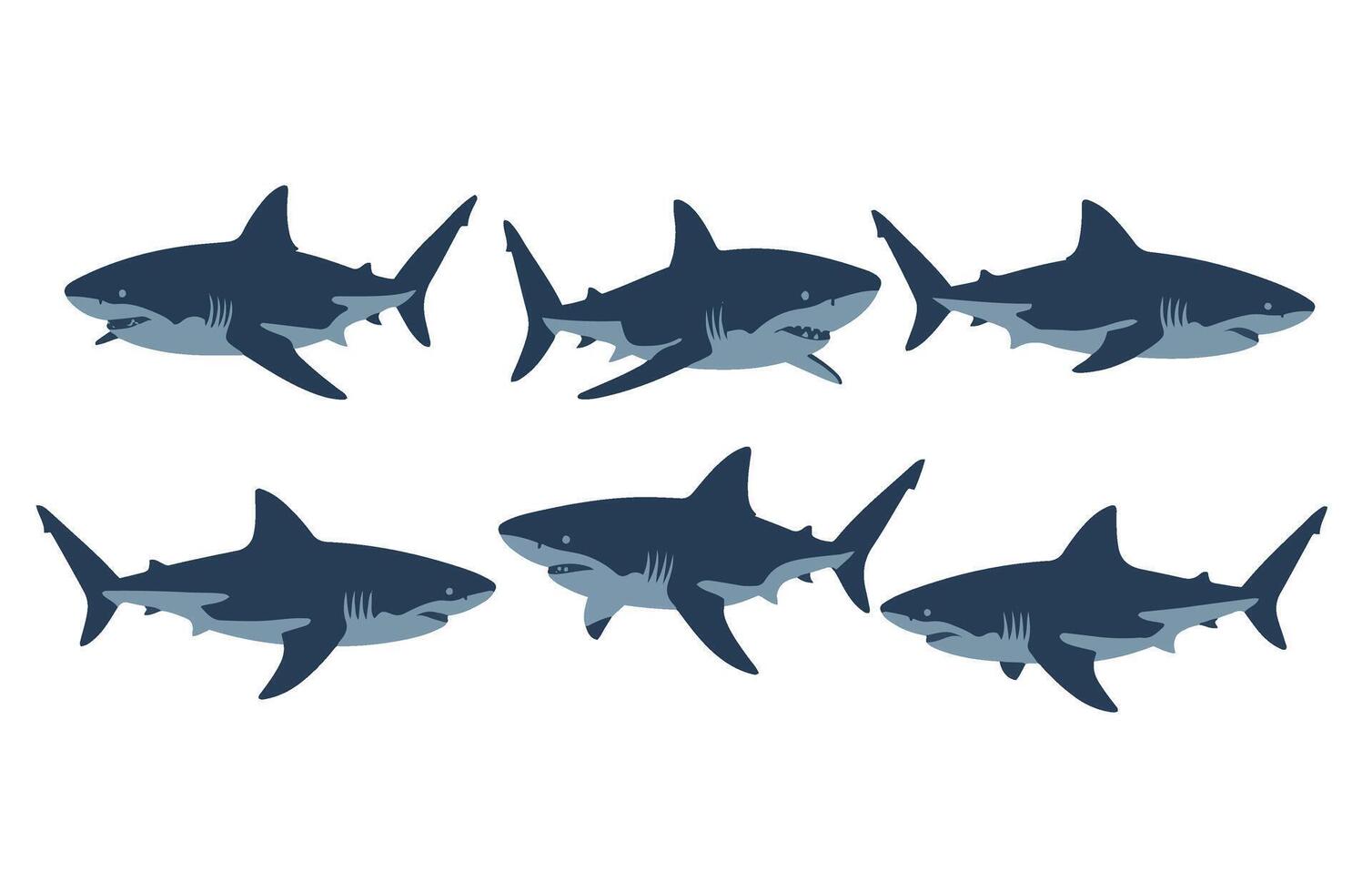Shark Cartoon Sea Creature Artistic Digital Drawing Set vector