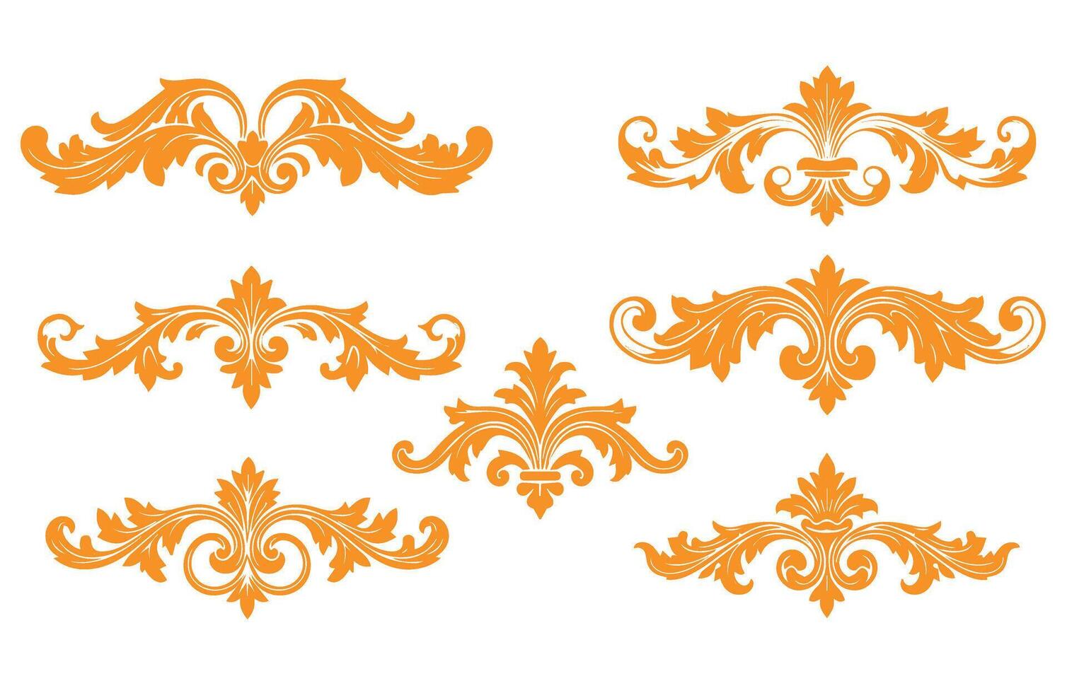 Ornamental Lines and Fancy Floral Elements Detailed Border Set vector