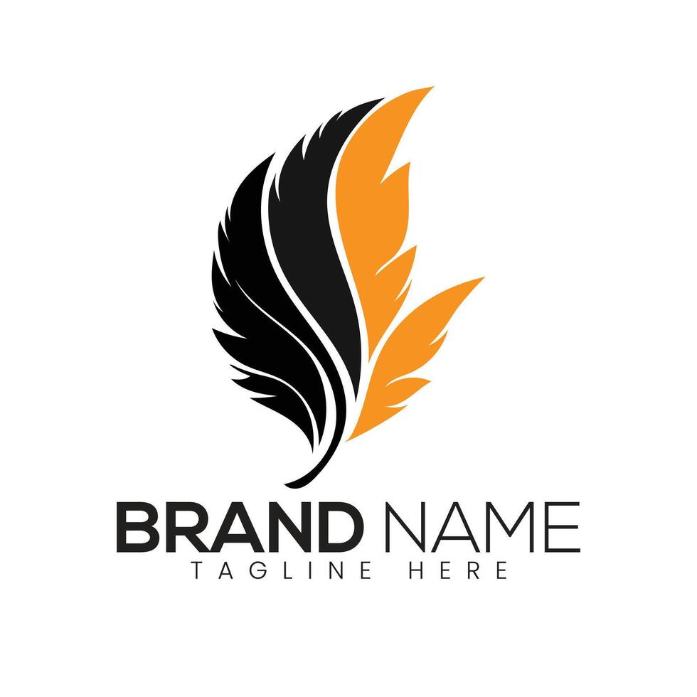 Abstract Black and Orange Leaf Icon or Logo Design Template vector