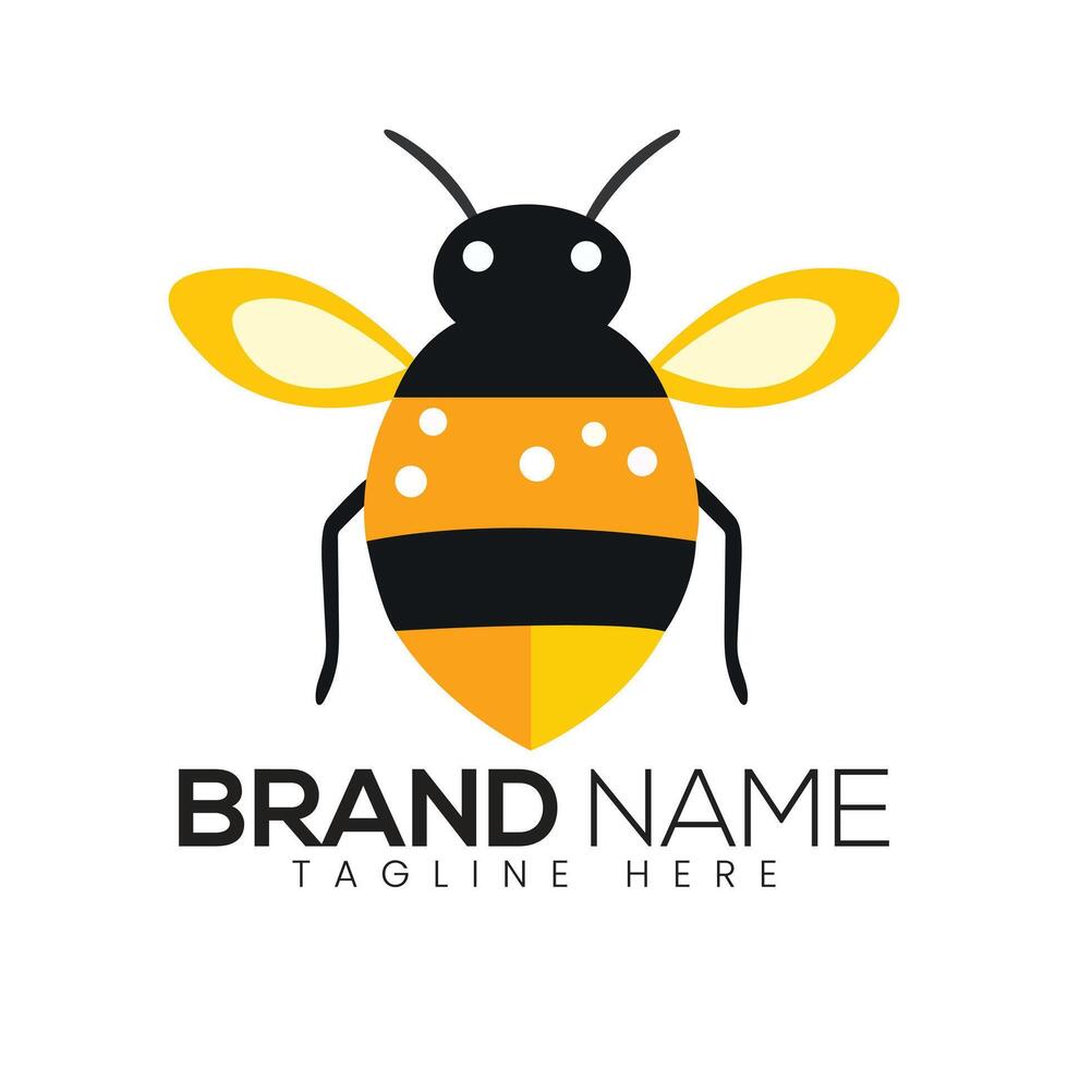 yellow bee logo design template vector