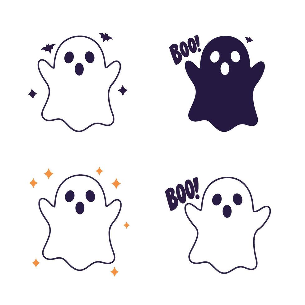 Cute Spooky Ghost Art Happy Ghost Saying Boo Halloween Theme vector