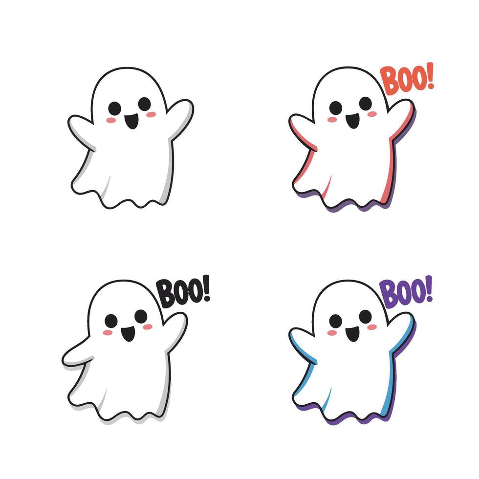 Kawaii Ghost Illustration Cute Spooky Halloween Ghost Drawing vector
