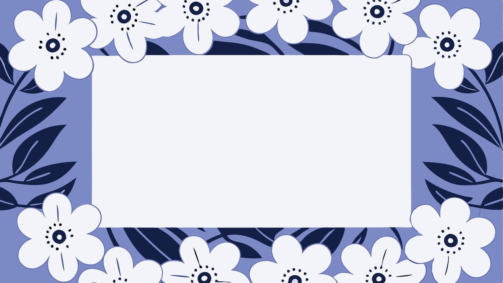 A frame with white flowers on a blue background vector