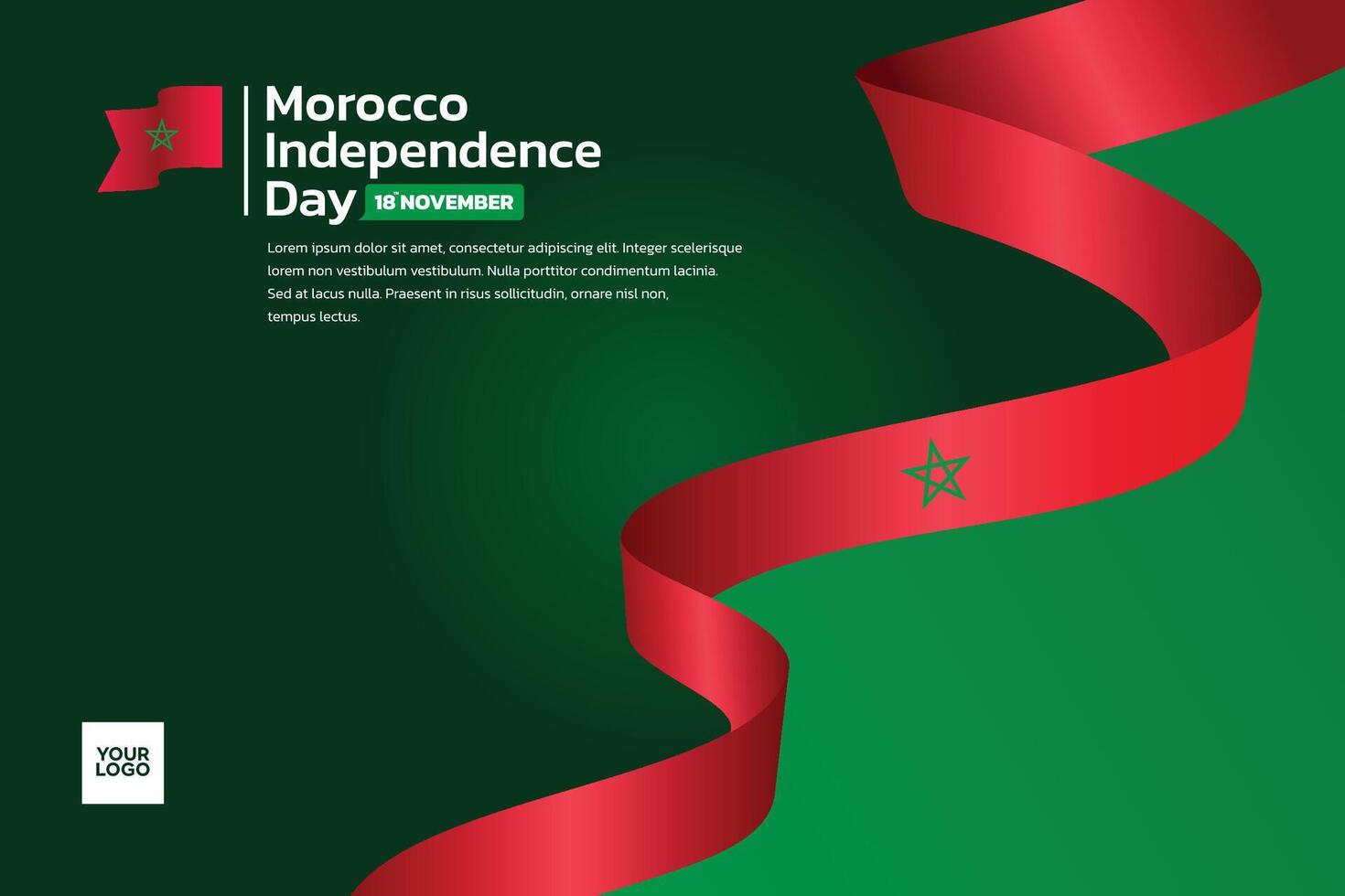 Morocco flag background Morocco independence day 18th november vector