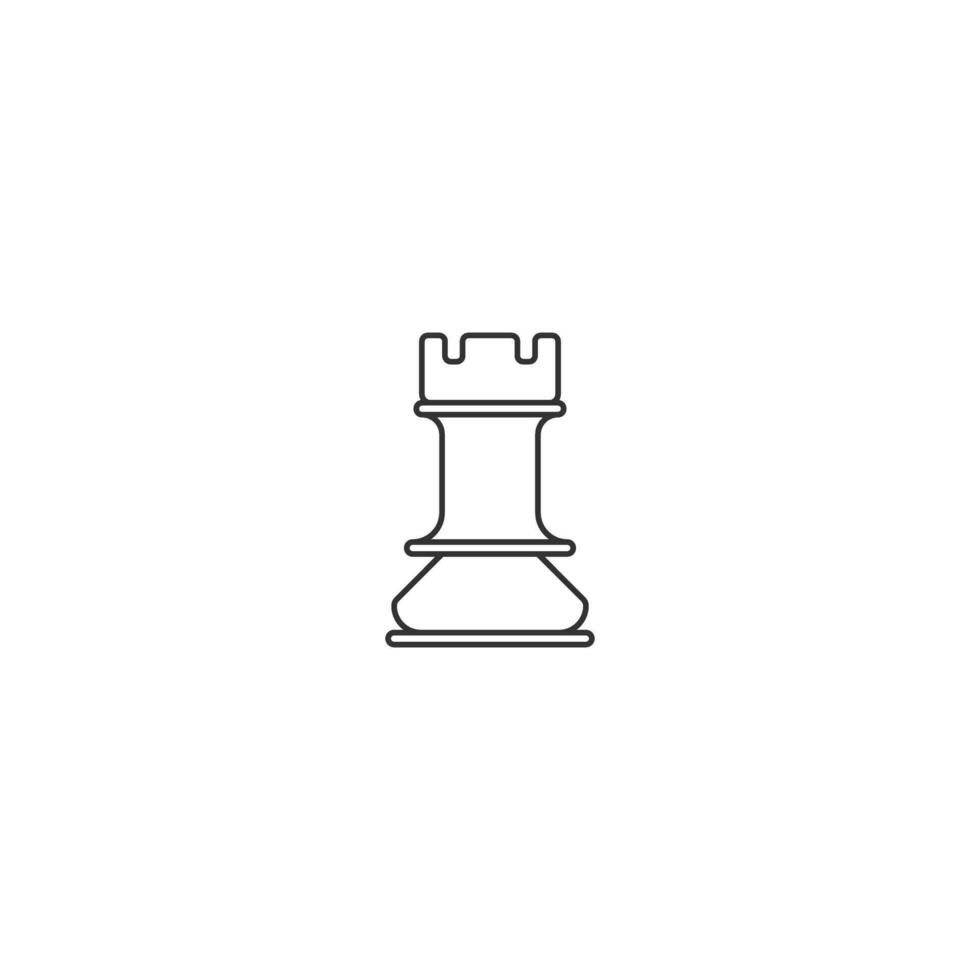 Outline Illustrated Black Chess Rook Piece on a White Background vector