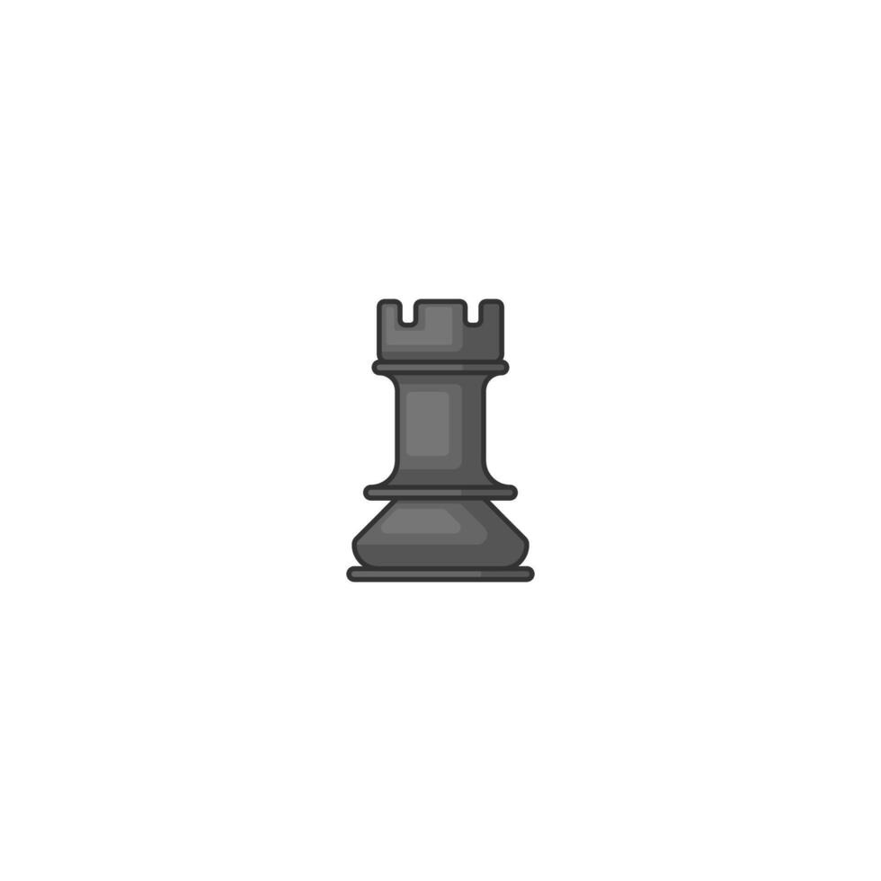Illustrated Black Chess Rook Piece on a White Background vector