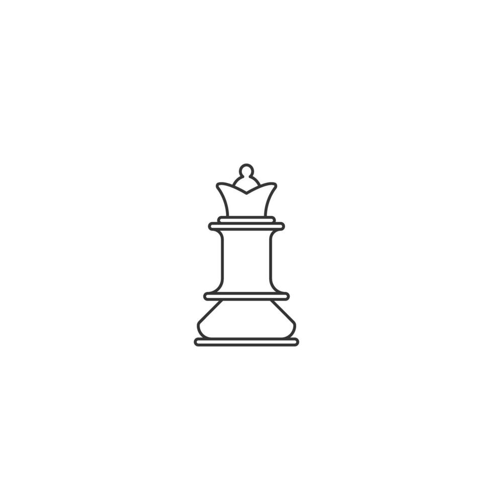 Outline Chess Queen Piece Isolated on a Clean White Background vector