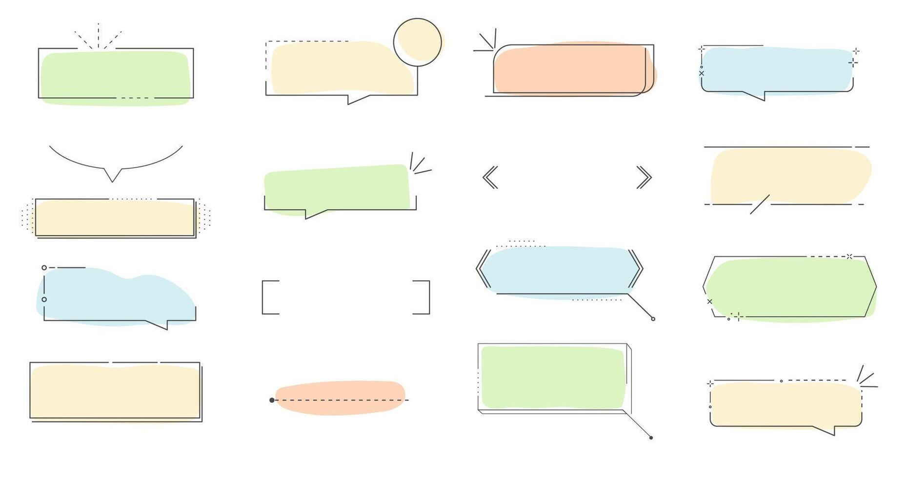 Title frame quote text box border cute simple line speech bubble. Comic dialog shape. Information elements, note decoration. Retro template. vector