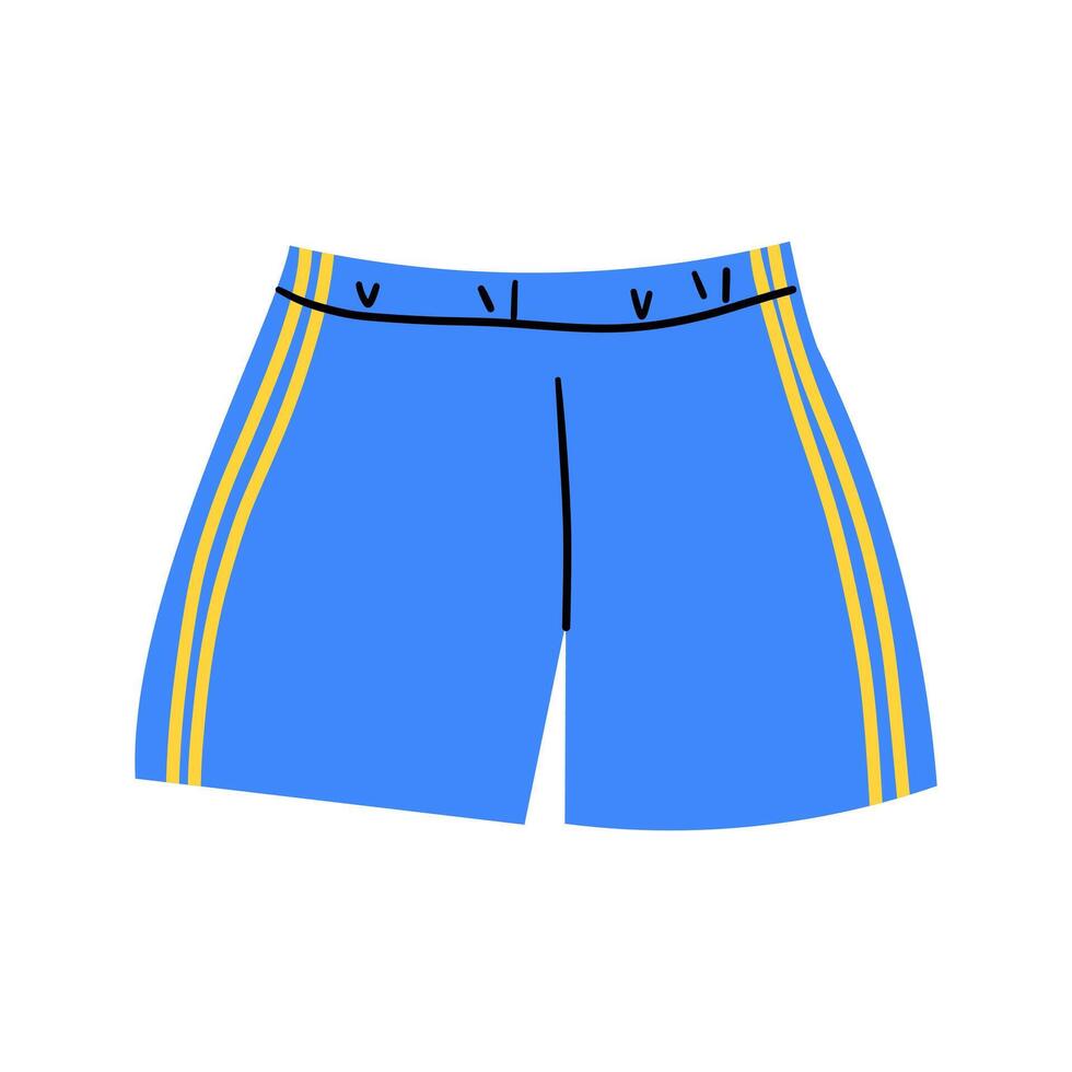 Classic 80s 90s jeans shorts in modern style flat, line style. Hand drawn . Fashion patch, badge, emblem. vector