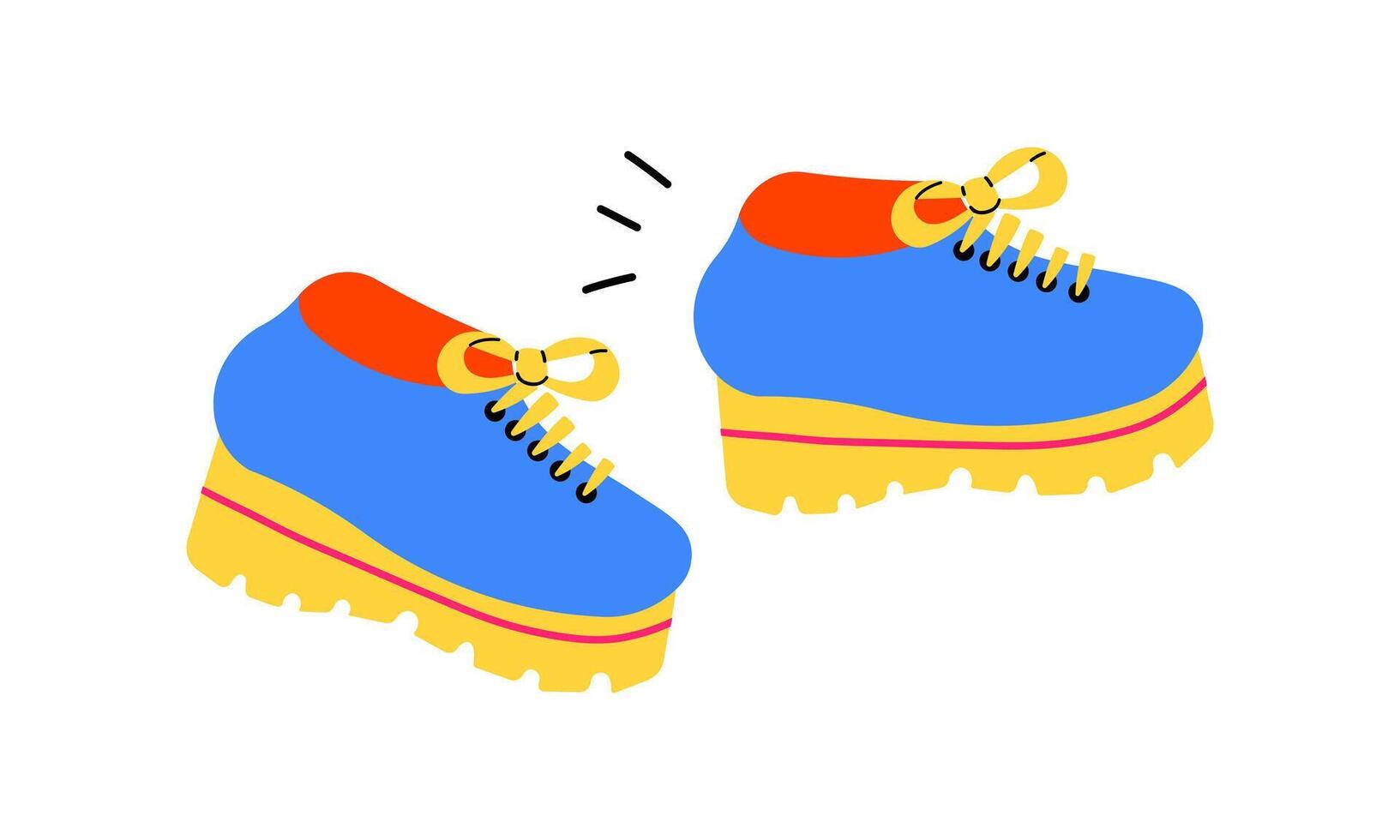 Classic nostalgic 80s 90s element in modern style flat, line art style. Hand drawn retro illustration of sneaker, vintage shoe, footwear, old school. Fashion patch, badge, emblem, logo vector