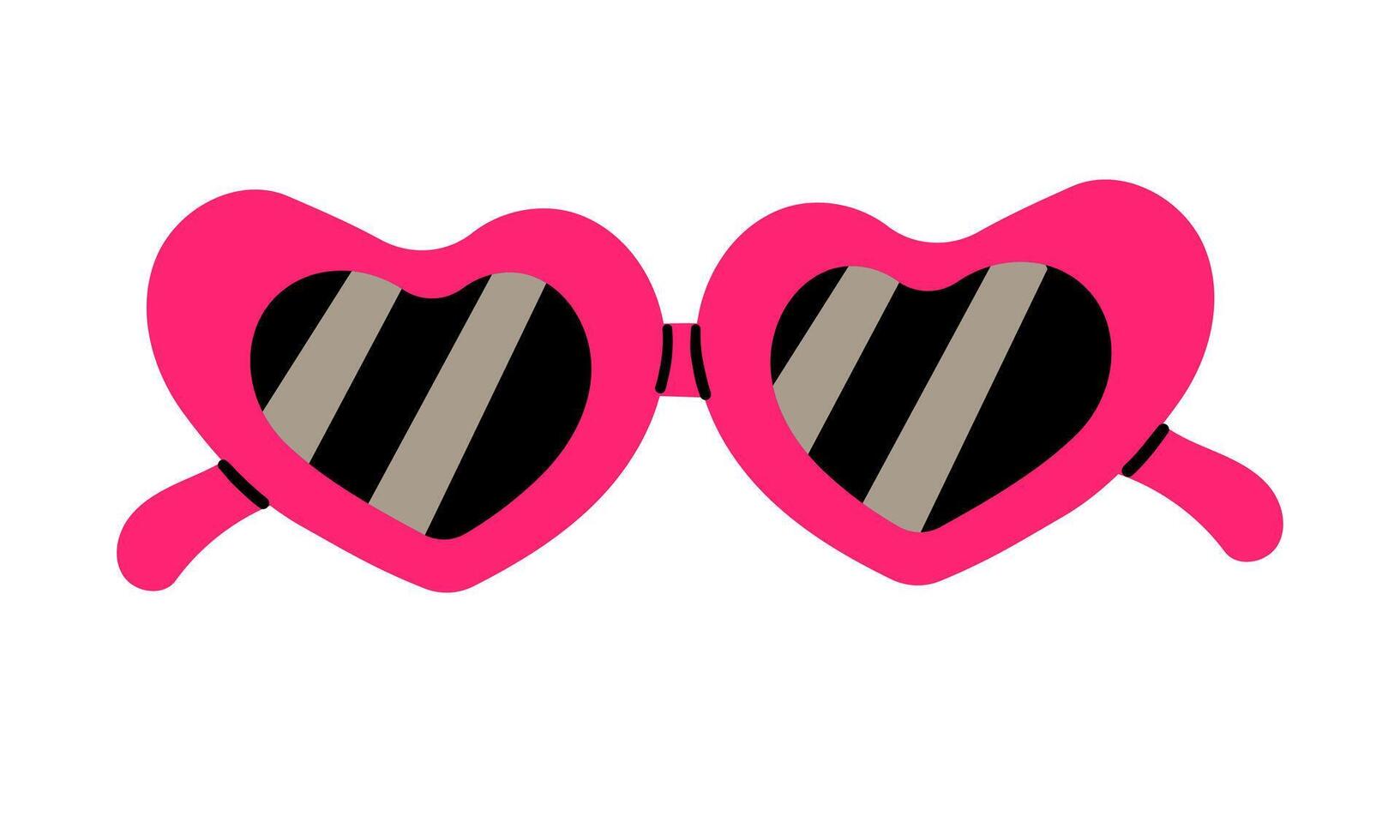 Classic 80s 90s elements in modern style flat, line style. Hand drawn illustration of retro or vintage pink striped sunglasses, summer accessory. Fashion patch, badge, emblem, logo vector
