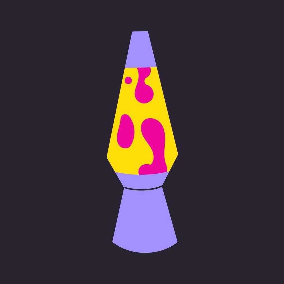 Isolated retro lava lamp neon light graphic set. Psychedelic magma luminous illustration with pink yellow purple shining float bubbles. Colorful glass bottle clipart hand drawn vector