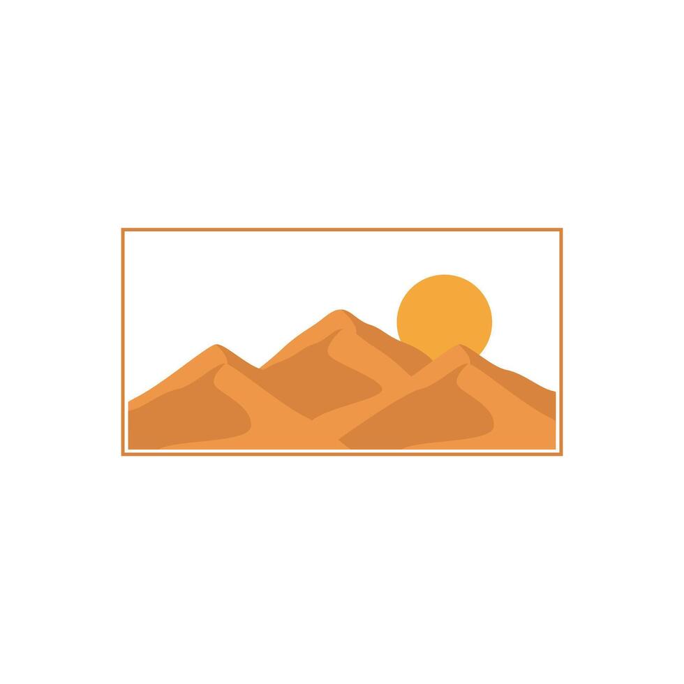 desert mountain sunset landscape logo design concept idea label vector