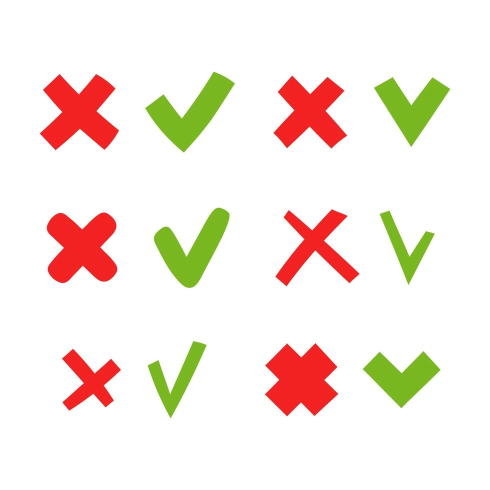 Check Mark and Cross Symbols Set vector