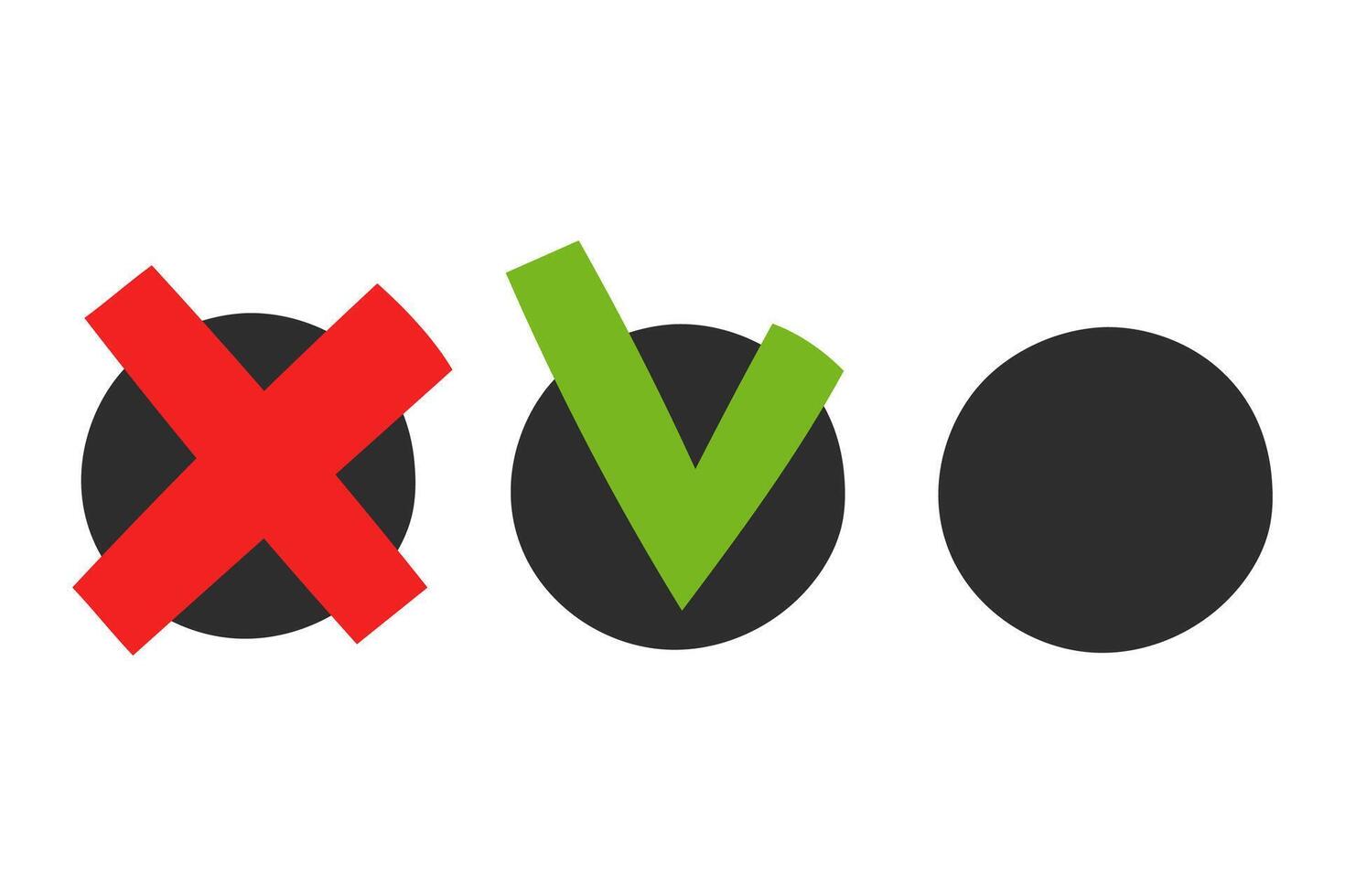 Round Checkboxes with Check Mark Cross Symbol vector