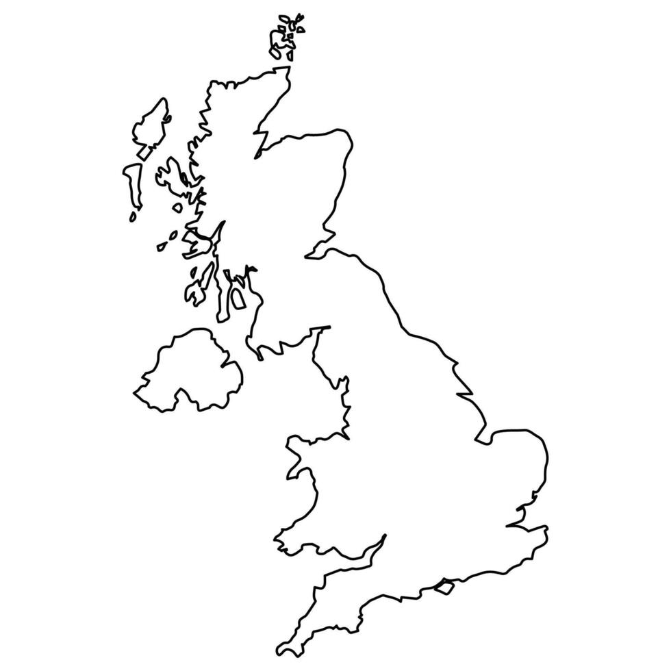 Black and White Outline Map of the United Kingdom vector