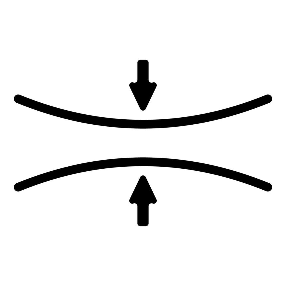 Horizontal line arrows pointing downwards and upwards, symbolizing compression expansion vector