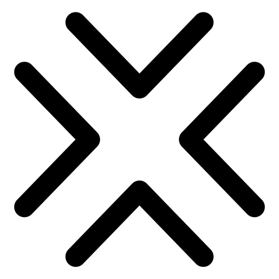 Letter x geometric cross with arrowheads pointing outwards vector