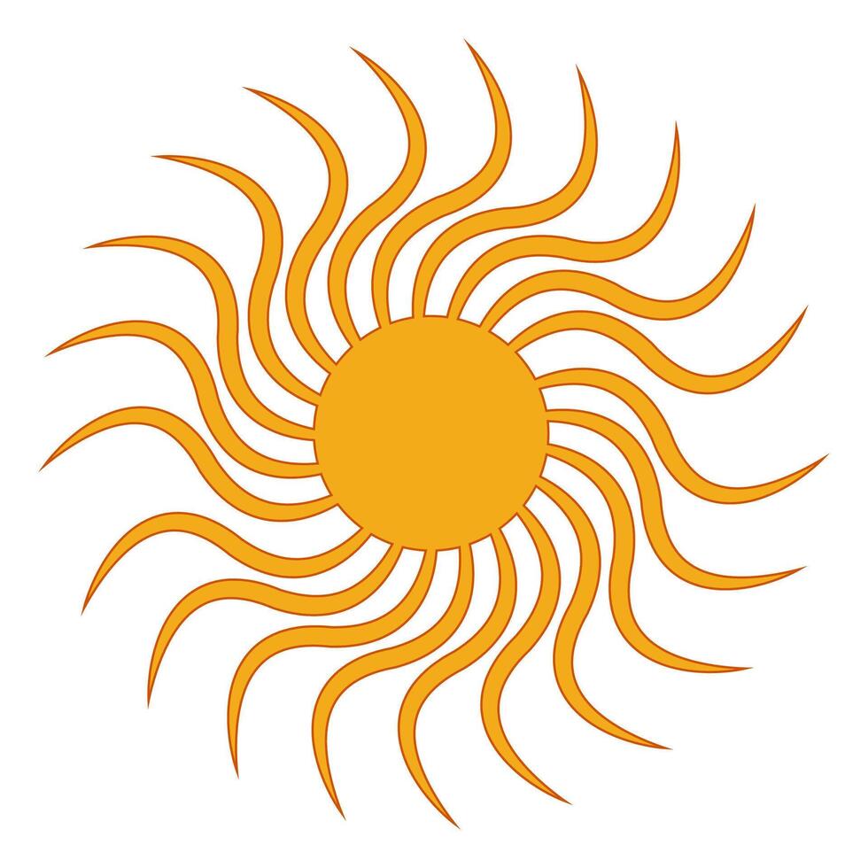 Stylized sun with wavy, radiating lines vector