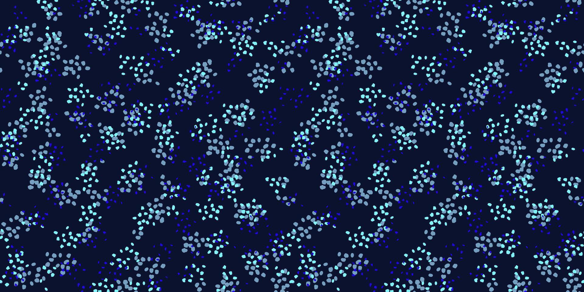 Seamless spotted pattern. Colorful blue background. hand drawn sketch. Plain ornament with abstract shape random dots, spots, drops snowflakes vector