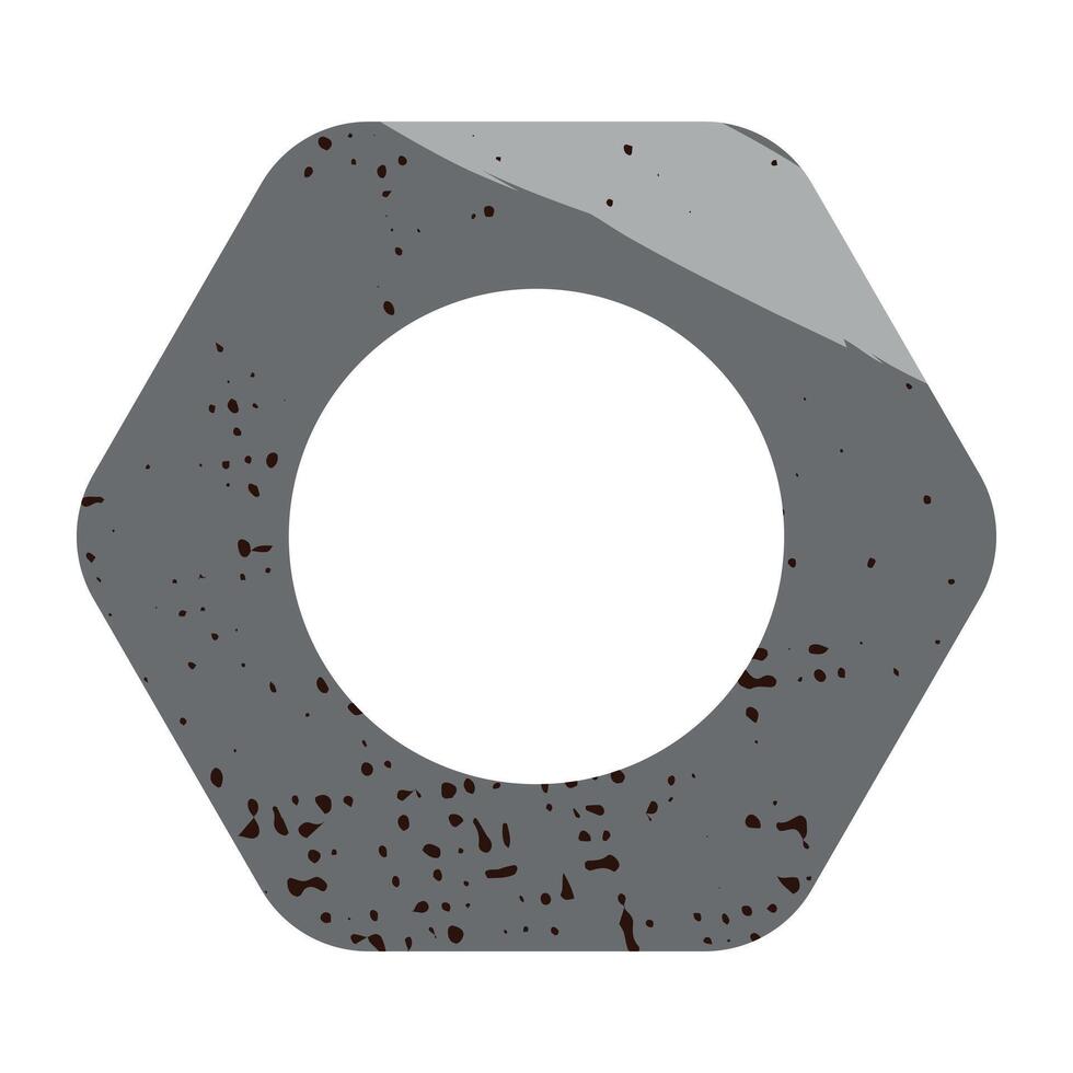 Illustration of a hexagonal metal nut. illustration. vector