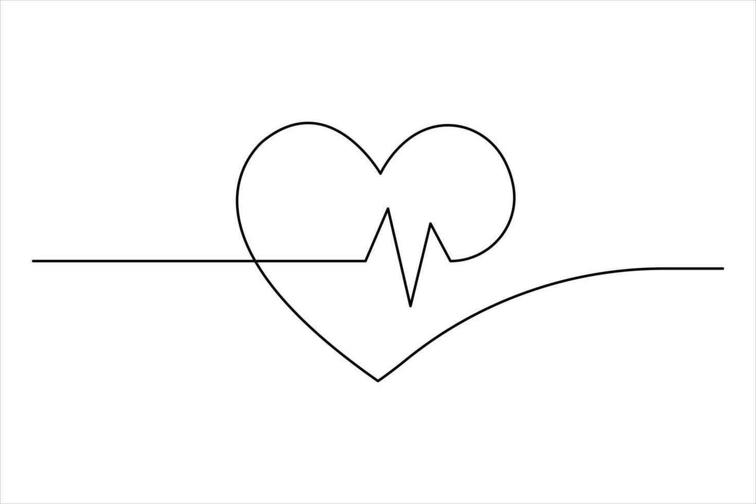 Continuous one line art drawing love illustration heart valentine's day vector