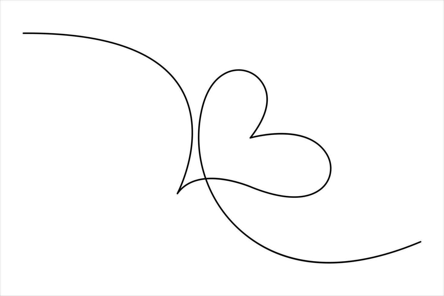 Continuous one line art drawing of heart valentine's day love icon design illustration vector