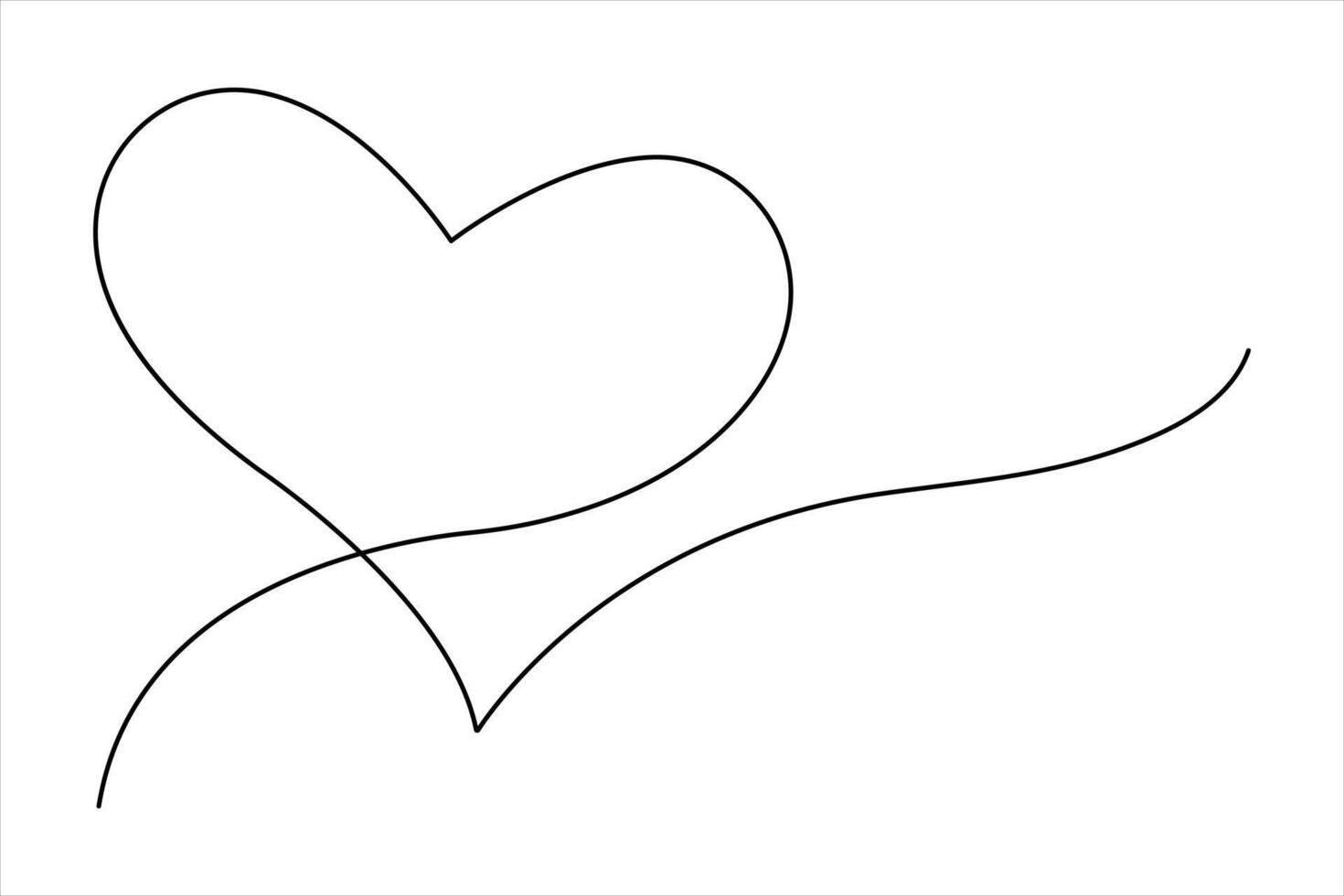 Continuous single line drawing of heart valentine's day love isolated illustration design vector