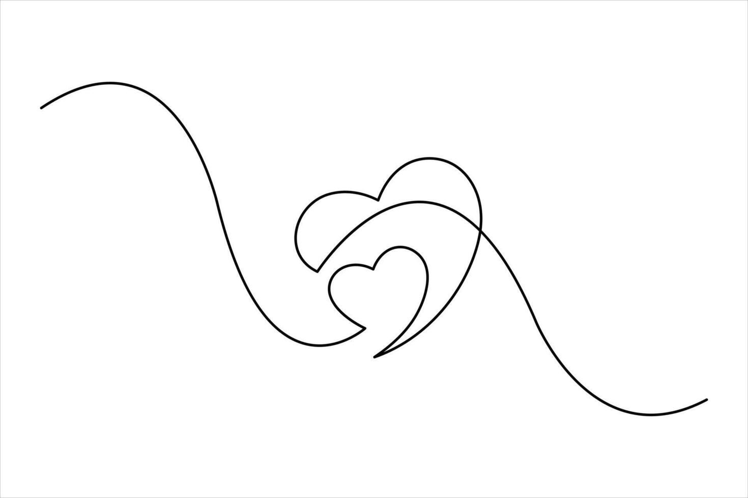 Continuous single line art drawing of love illustration heart valentine's day vector