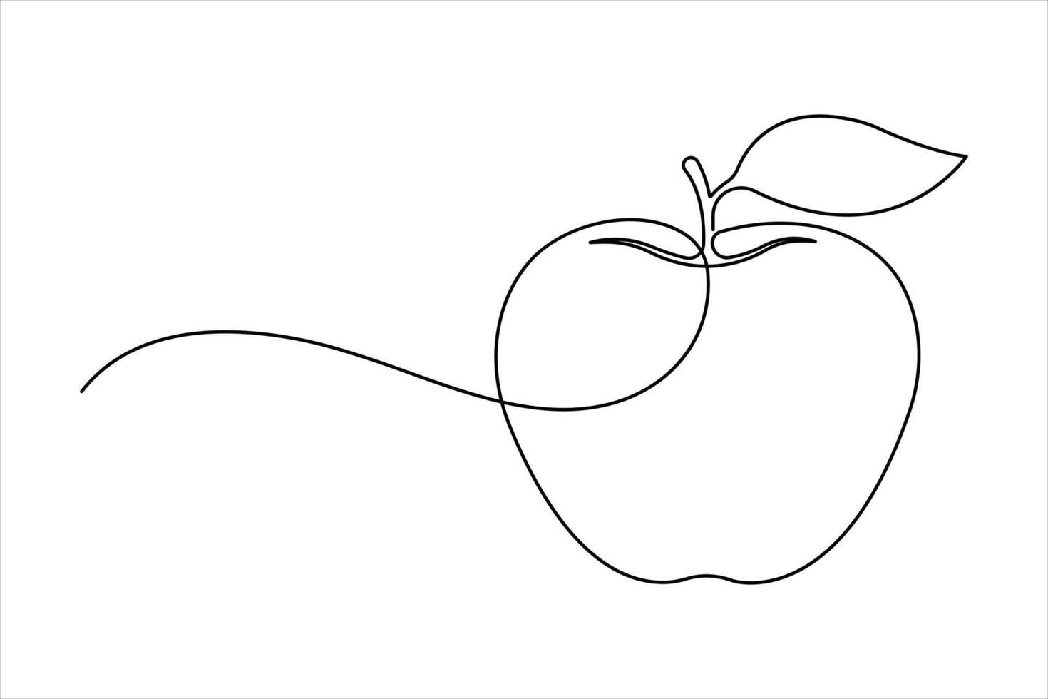 Continuous one line art drawing of apple fruit design illustration vector