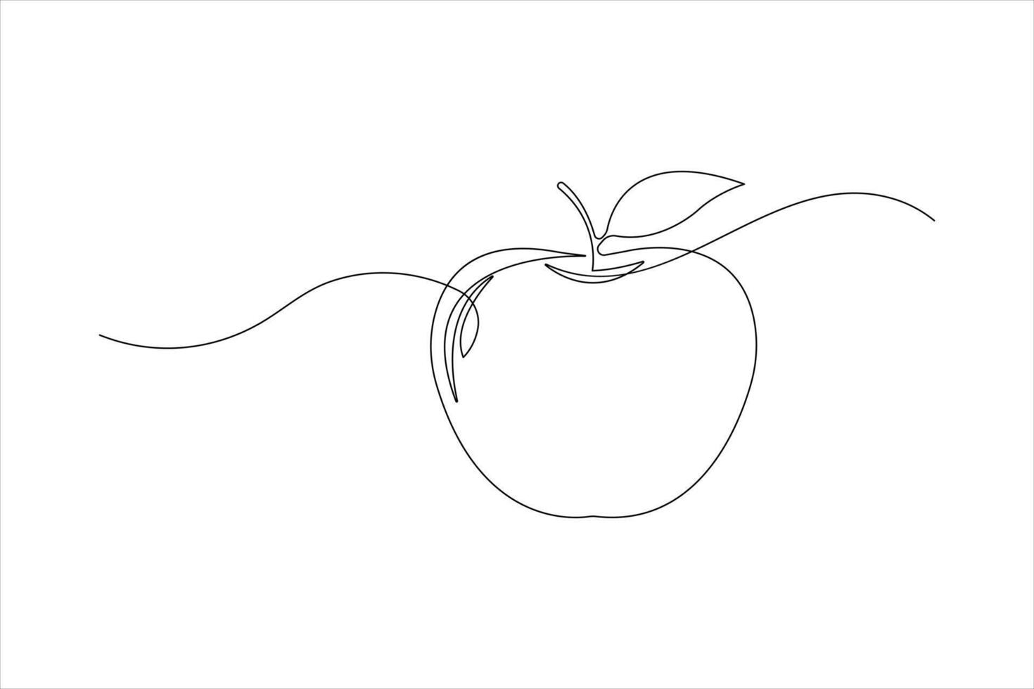 Continuous one line art drawing of apple fruit design vector