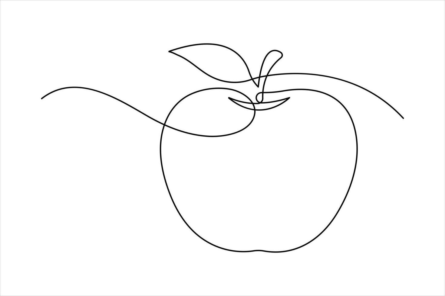 Continuous single line art drawing of apple fruit design illustration vector