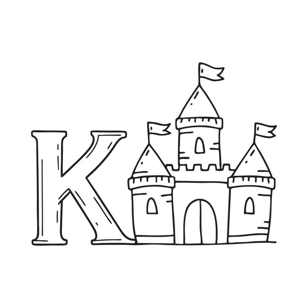 An illustration of kingdom beside letter K vector