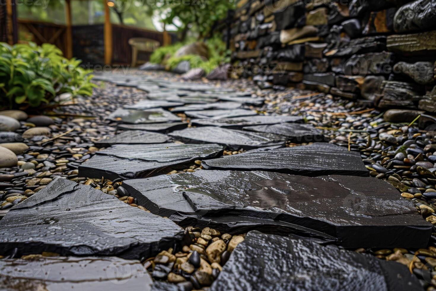 A stone path with rocks and gravel photo