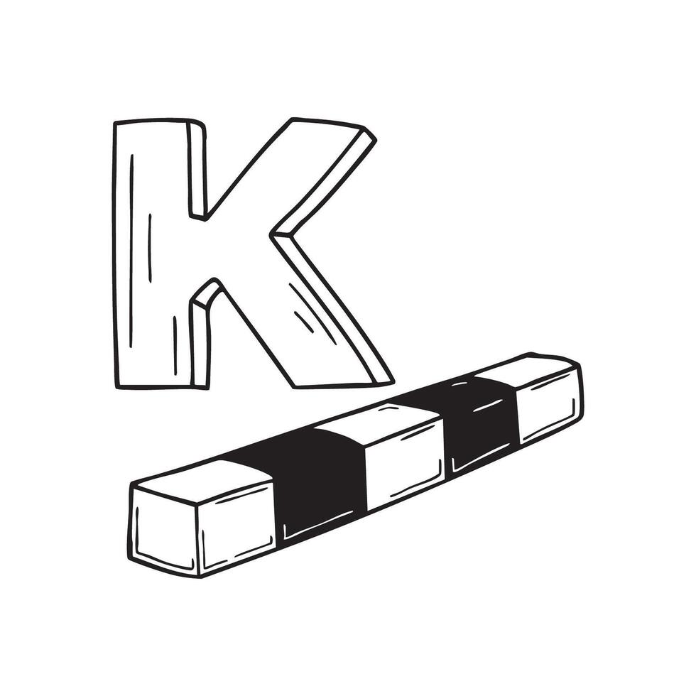 An illustration of kerb beside letter K vector
