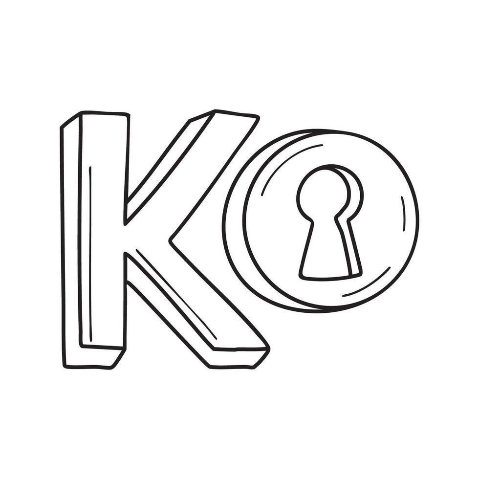 An illustration of keyhole beside letter K vector