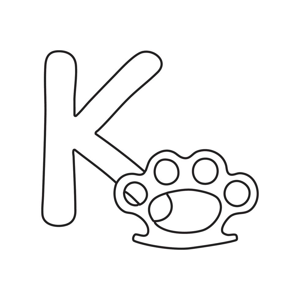 An illustration of knuckle beside letter K vector