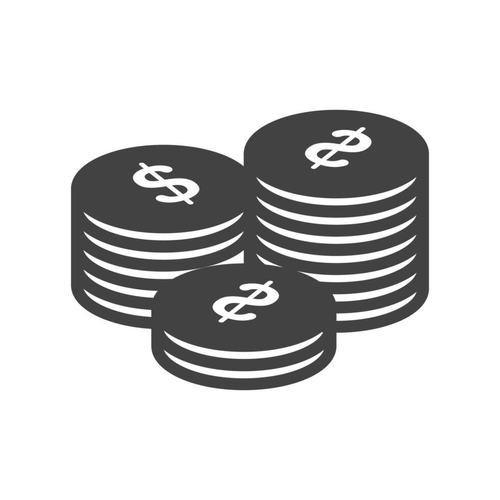 Stack of pennies, cents, dollar, petty cash, payment method, earnings, money silhouette icon vector