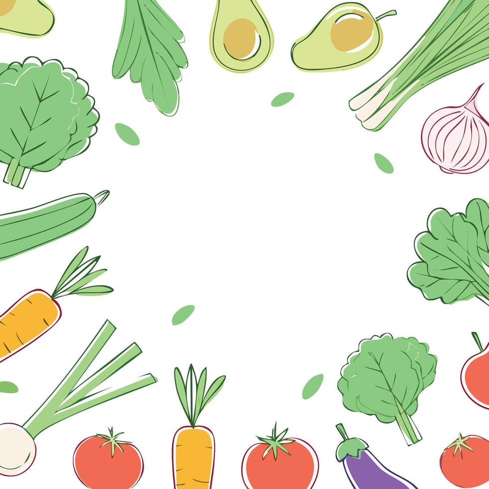 various vegetables with copy space in middle vector