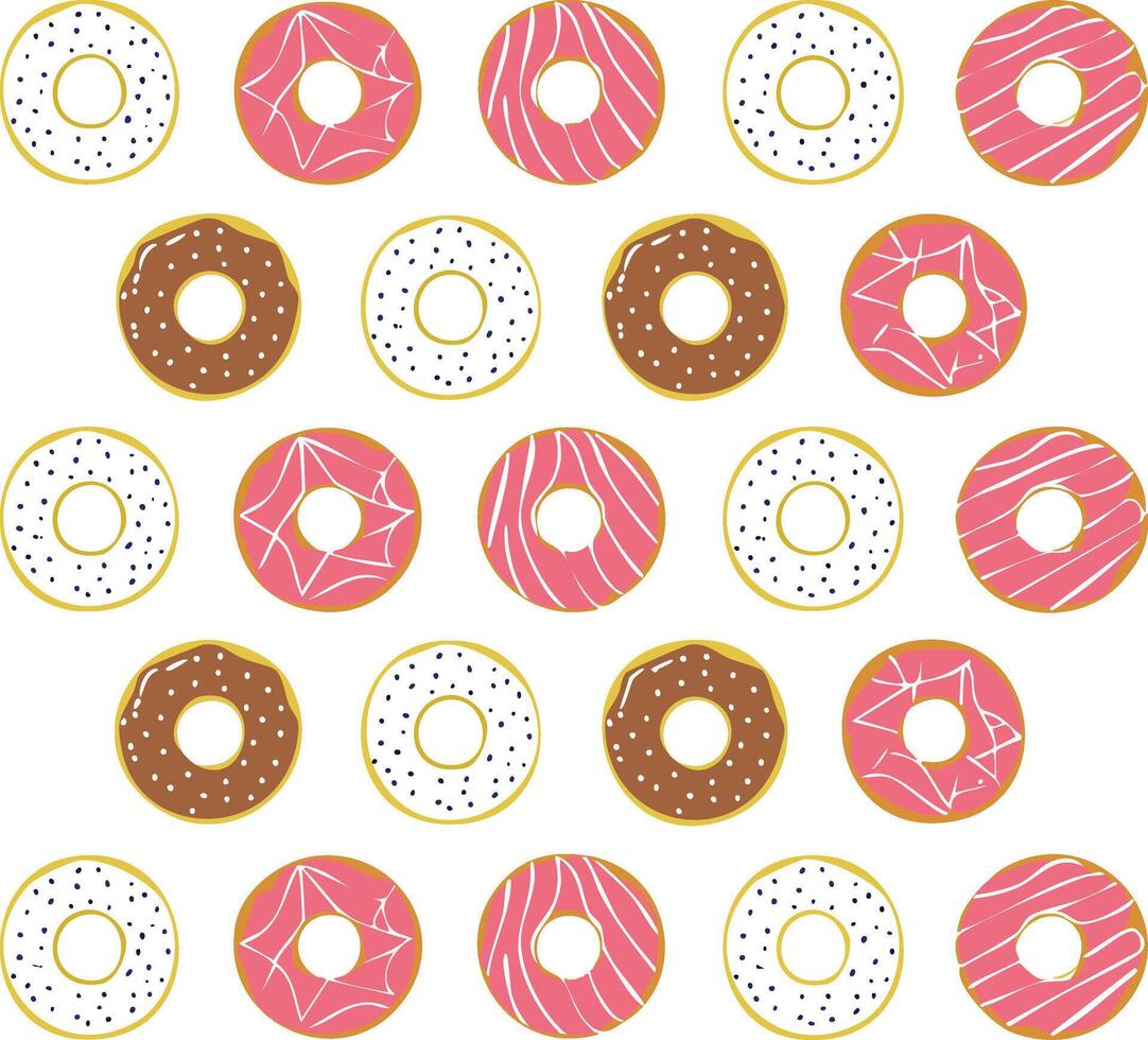 pink and chocolate glazing donuts pattern vector